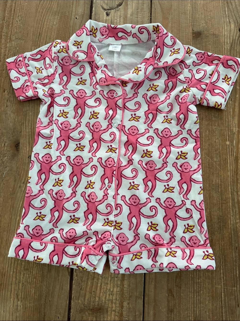 Roller Rabbit Pink Monkey One-Piece Pajama Romper